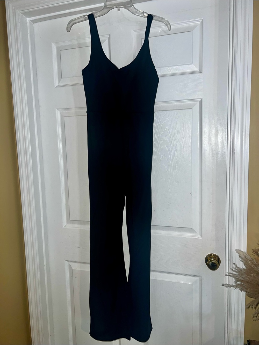 Pink Lily Black V-Neck Wide Leg Stretch Jumpsuit